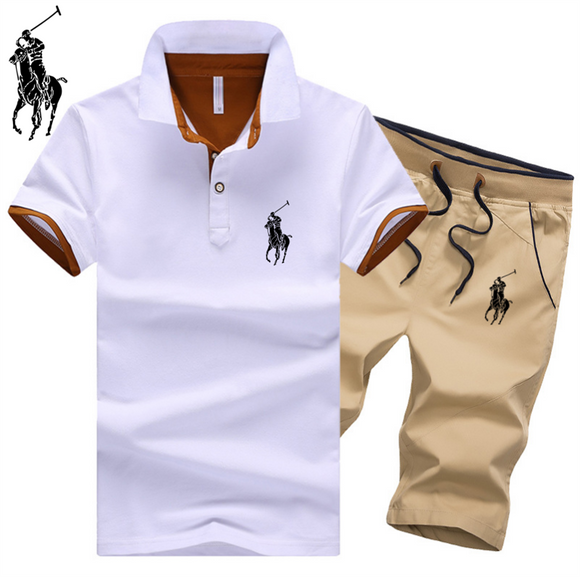 Men Brand Polo Shirt Set